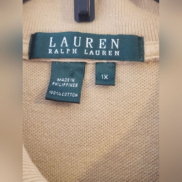 Lauren Ralph Lauren Polo 1X Sand Beige Shrtsl LRL Logo 100% Cotton Men's Shirt - Picture 2 of 7